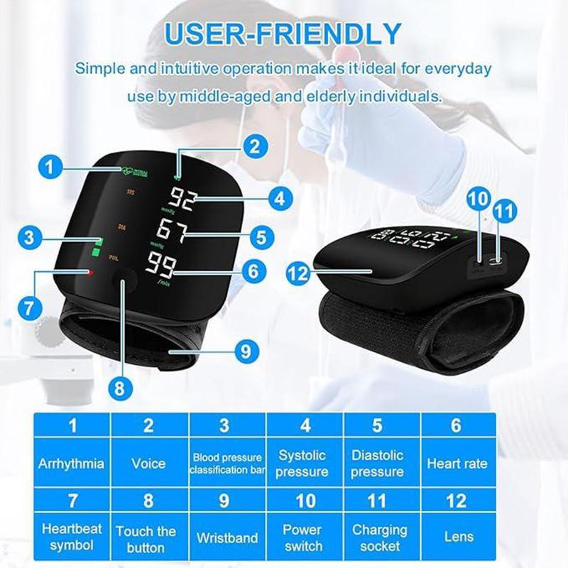 Wrist Blood Pressure Monitor Led Display,Touch Screen Wrist Blood Pressure Cuff