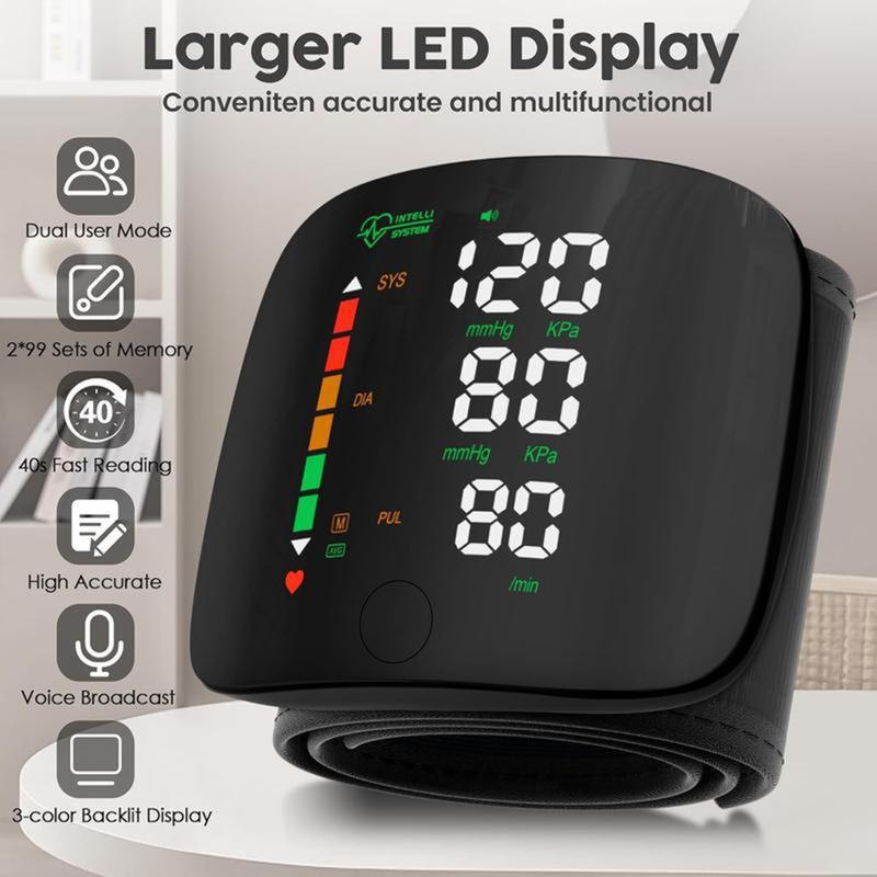 Wrist Blood Pressure Monitor Led Display,Touch Screen Wrist Blood Pressure Cuff