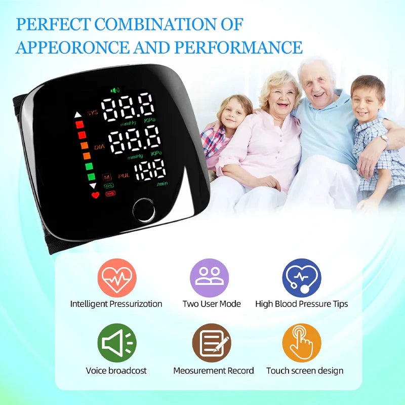 Wrist Blood Pressure Monitor Led Display,Touch Screen Wrist Blood Pressure Cuff